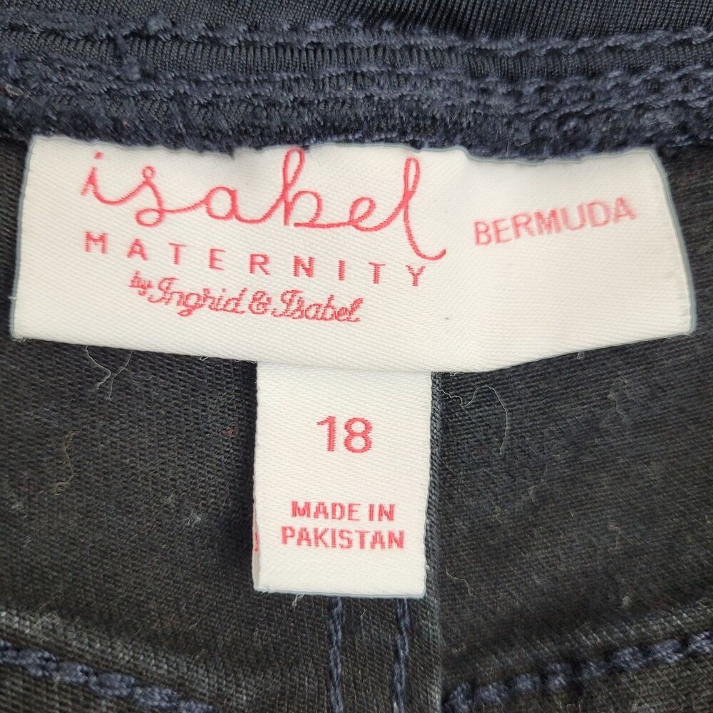 Isabel Maternity Bermuda Shorts Women's 18 Black Denim Belly Band Cotton Blend - Picture 8 of 11
